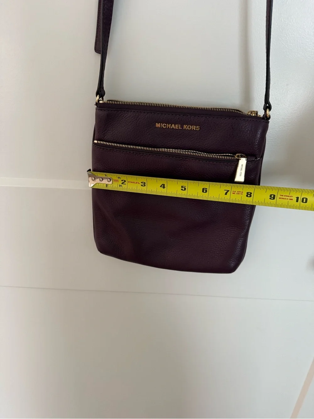 Michael Kors Plum Pebbled Leather Crossbody with Gold Hardware